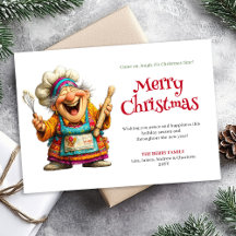 Modern Funny Woman Crazy Christmas Comic Style  