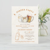 Modern Gender Neutral Beer Diaper Baby Shower 招待状 (スタンド正面)