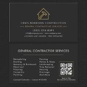 Modern General Contractor Black Gold QR Code 名刺
