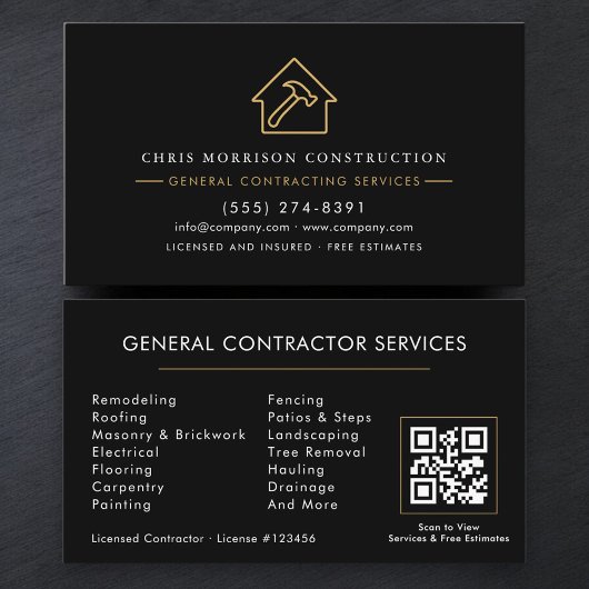 Modern General Contractor QR Code 名刺