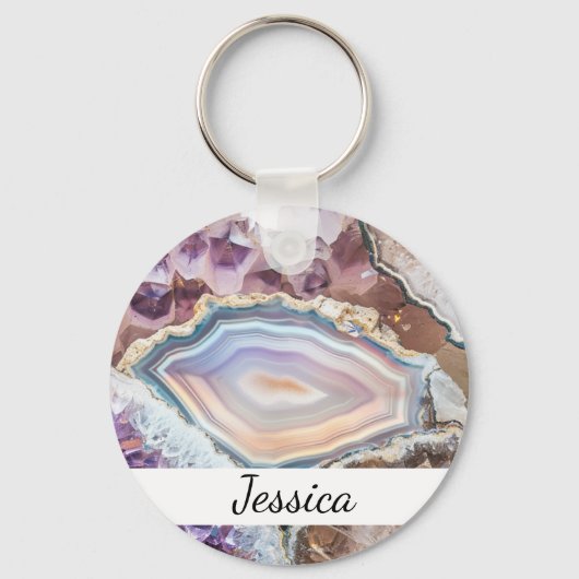 Modern Geode Crystal | Crystal Keychain キーホルダー (正面)