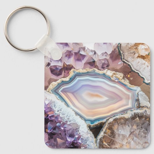 Modern Geode Crystal | Crystal Keychain キーホルダー (正面)