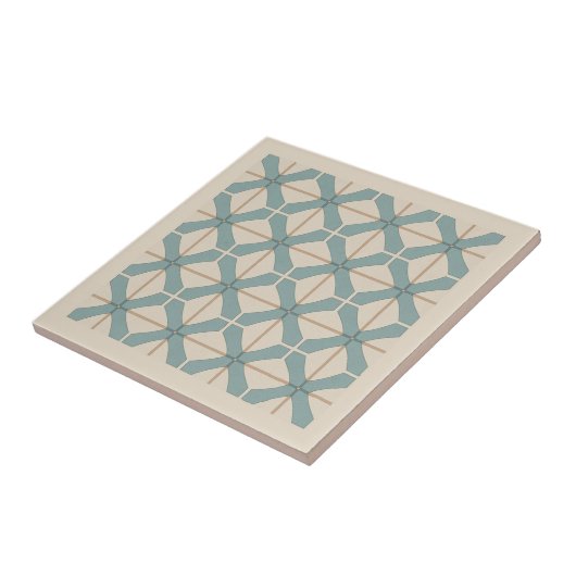 Modern Geometric Abstract Pat#16 Teal ID1192 タイル (側面)