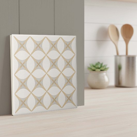 Modern Geometric Abstract Pat#18 Greige ID1192 タイル