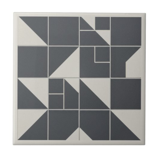 Modern Geometric Abstract Pat#1 Black ID1192 タイル (正面)