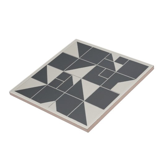 Modern Geometric Abstract Pat#1 Black ID1192 タイル (側面)