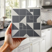 Modern Geometric Abstract Pat#1 Black ID1192 タイル