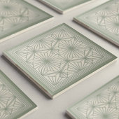 Modern Geometric Abstract Pat#22 Green ID1192 タイル