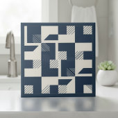 Modern Geometric Abstract Pat#3 Navy ID1192 タイル
