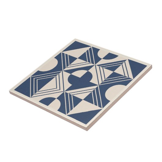 Modern Geometric Abstract Pat#5 Navy ID1192 タイル (側面)