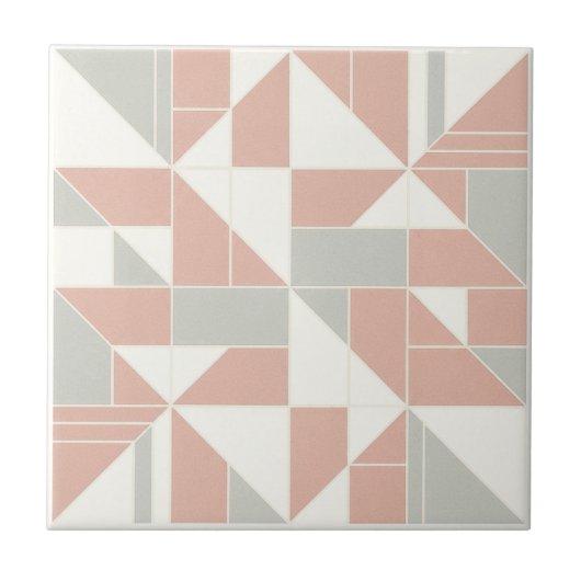 Modern Geometric Abstract Pat#9 Peach ID1192 タイル (正面)