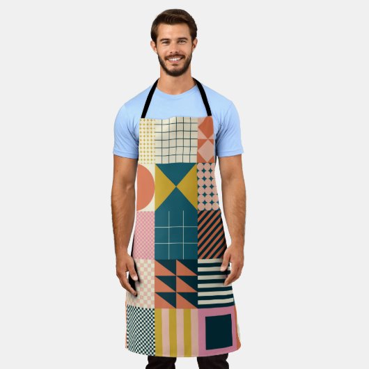 Modern geometric abstract pattern design with simp エプロン (着用した状態)