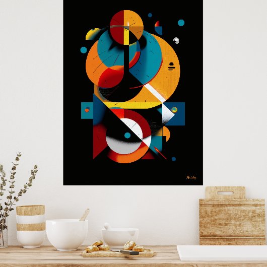 Modern Geometric Abstraction – Bauhaus Orbit ポスター (キッチン)