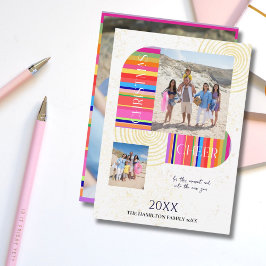 Modern Geometric Arch 3 Photos Holiday Card シーズンカード