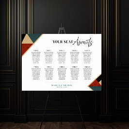 Modern Geometric Art Deco Wedding Seating Chart  ポスター
