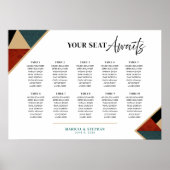 Modern Geometric Art Deco Wedding Seating Chart ポスター (正面)