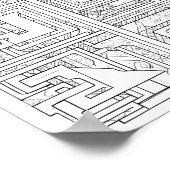 Modern Geometric Art: Digital Block Pattern ポスター (角)