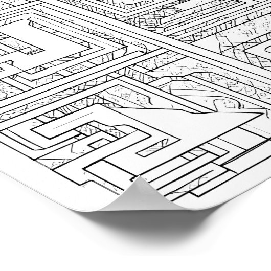 Modern Geometric Art: Digital Block Pattern ポスター (角)