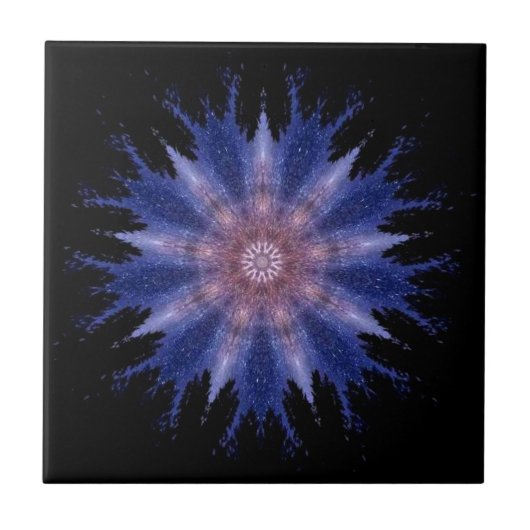 Modern geometric art violet stars black decor タイル (正面)