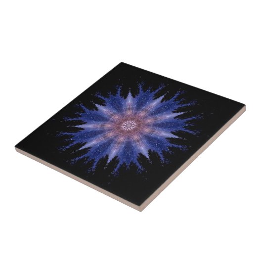 Modern geometric art violet stars black decor タイル (側面)