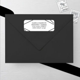 Modern Geometric Black and White Wedding ラベル