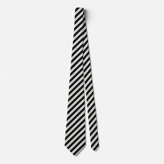 Modern Geometric Black & White Stripe ネクタイ (正面)