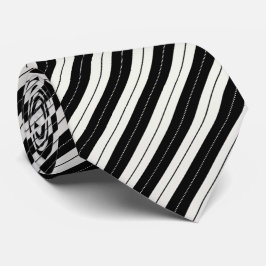 Modern Geometric Black & White Stripe  ネクタイ