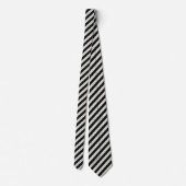 Modern Geometric Black & White Stripe ネクタイ (裏面)