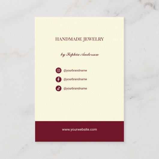 Modern Geometric Burgundy & Ivory Earring Display 名刺 (裏面)