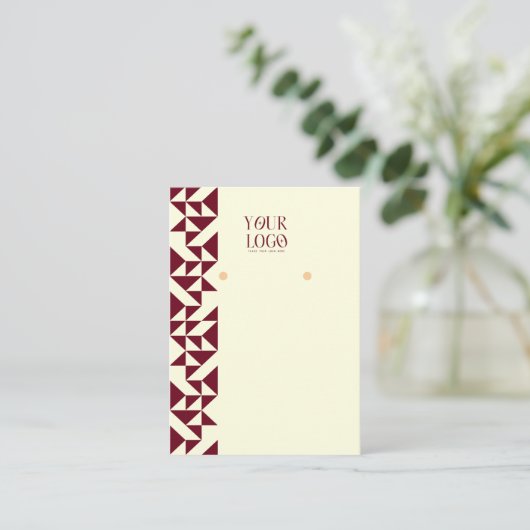 Modern Geometric Burgundy & Ivory Earring Display 名刺 (スタンド正面)