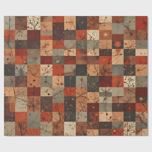 Modern Geometric Christmas Grid Seamless Pattern ラッピングペーパー (フラット)