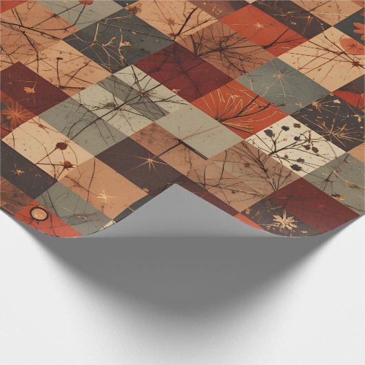 Modern Geometric Christmas Grid Seamless Pattern ラッピングペーパー (角)