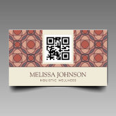 Modern Geometric Cinnamon Marsala Business Card QR 名刺