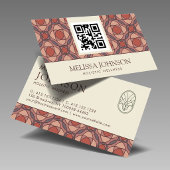 Modern Geometric Cinnamon Marsala Business Card QR 名刺