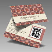 Modern Geometric Cinnamon Marsala Business Card QR 名刺