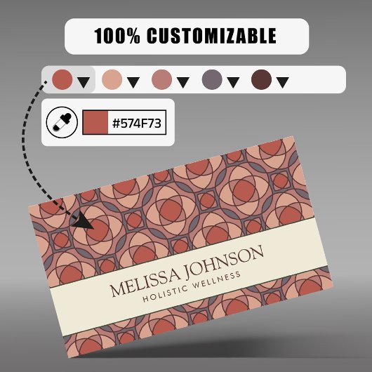 Modern Geometric Cinnamon Marsala Business Card QR 名刺