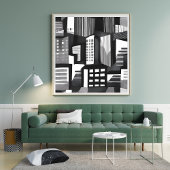 Modern Geometric City | Black & White Contemporary ポスター