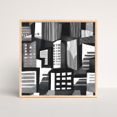Modern Geometric City | Black & White Contemporary ポスター