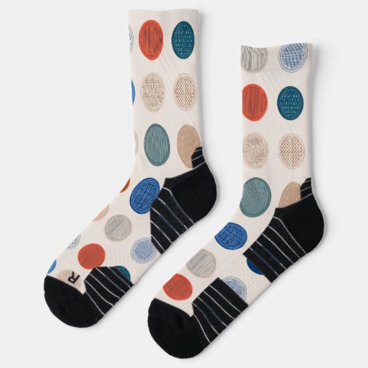 Modern Geometric Coin Pattern Socks ソックス (左)
