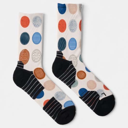 Modern Geometric Coin Pattern Socks ソックス (右)