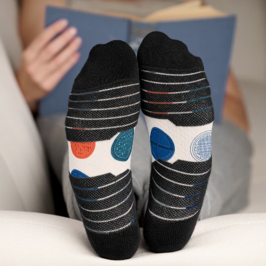 Modern Geometric Coin Pattern Socks ソックス (底面)