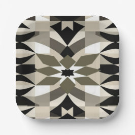 Modern Geometric Decorative Plate | Neutral Earth  ペーパープレート