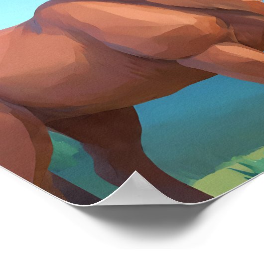 Modern Geometric Design: Low Poly Reindeer  ポスター (角)