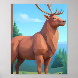 Modern Geometric Design: Low Poly Reindeer  ポスター