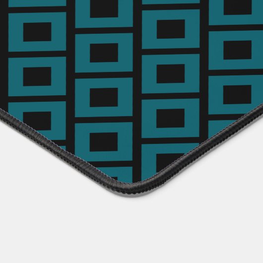 Modern Geometric Diamond Pattern in Deep Teal デスクマット (コーナー)