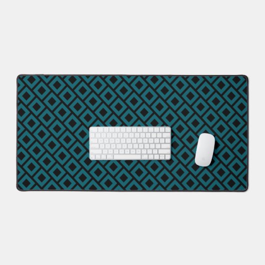 Modern Geometric Diamond Pattern in Deep Teal デスクマット (キーボード&マウス)