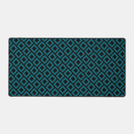 Modern Geometric Diamond Pattern in Deep Teal デスクマット