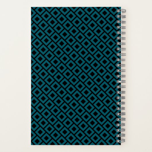 Modern Geometric Diamond Pattern in Deep Teal ノートブック (裏面)