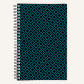 Modern Geometric Diamond Pattern in Deep Teal ノートブック (正面)