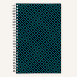 Modern Geometric Diamond Pattern in Deep Teal ノートブック